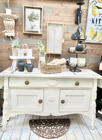 Cottage white solid wood buffet