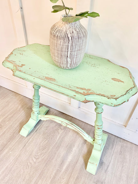 Mint green chippy table