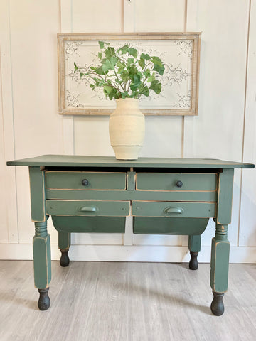 Olive green Antique Bakers Table