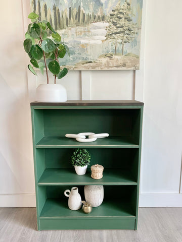 Charlie’s green bookcase