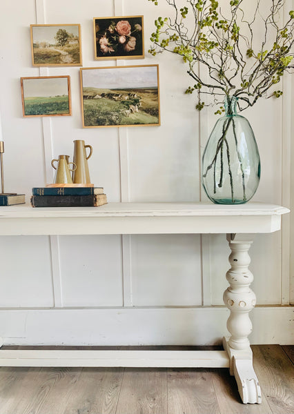 Cottage White Antique Sofa Table